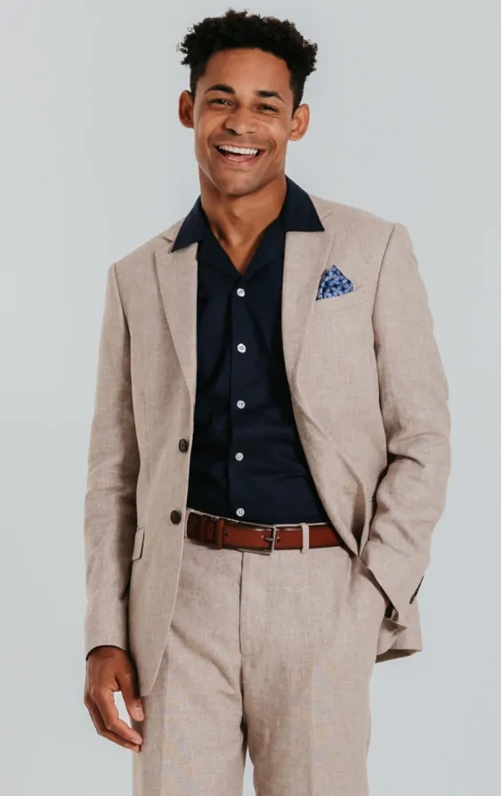 Dobell Sand Linen Suit Jacket Dobell