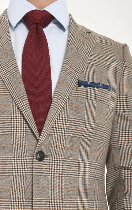 Dobell Brown Check Suit Jacket