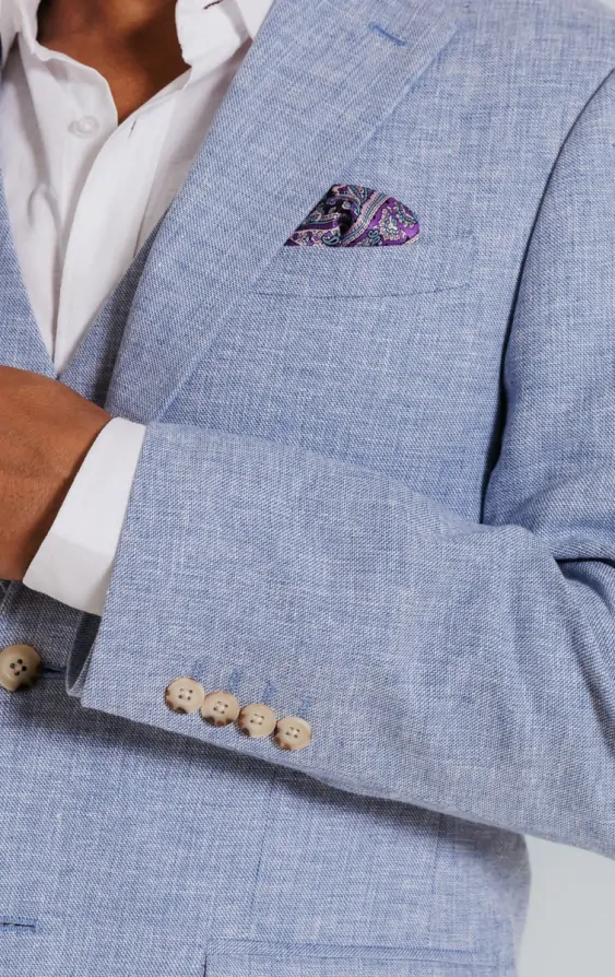 Light Blue Linen 3 Piece Suit thumbnail 4