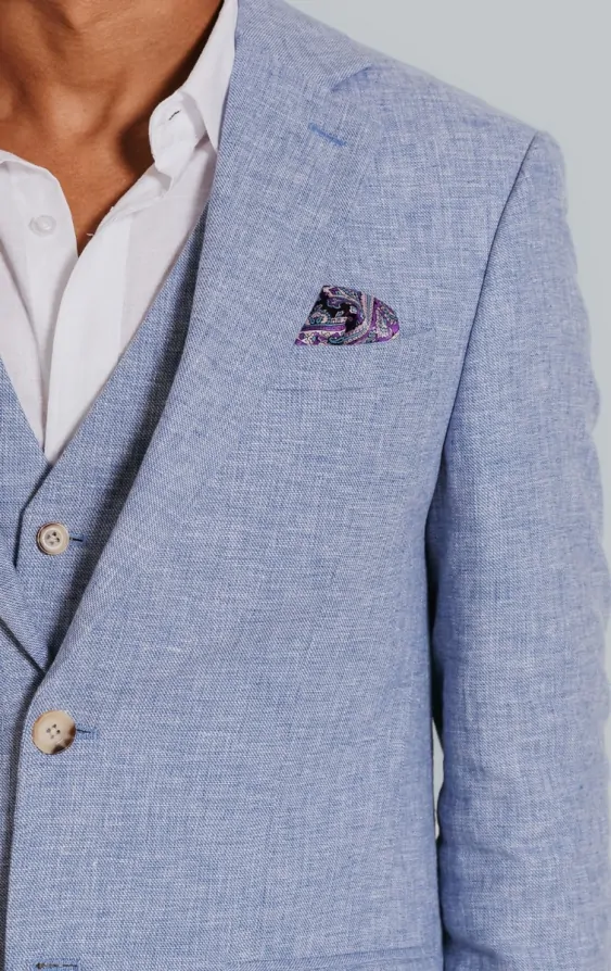 Light Blue Linen 3 Piece Suit thumbnail 5