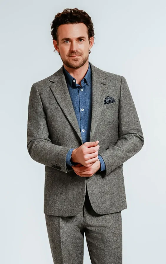 Dobell Light Grey Donegal Tweed Jacket