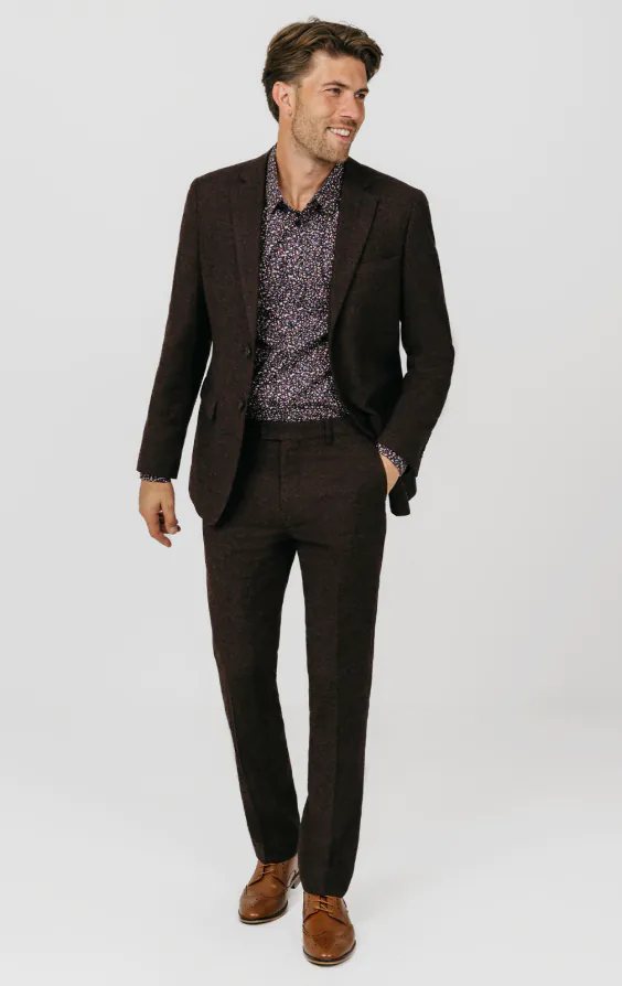 Burgundy Donegal Tweed Jacket thumbnail 2