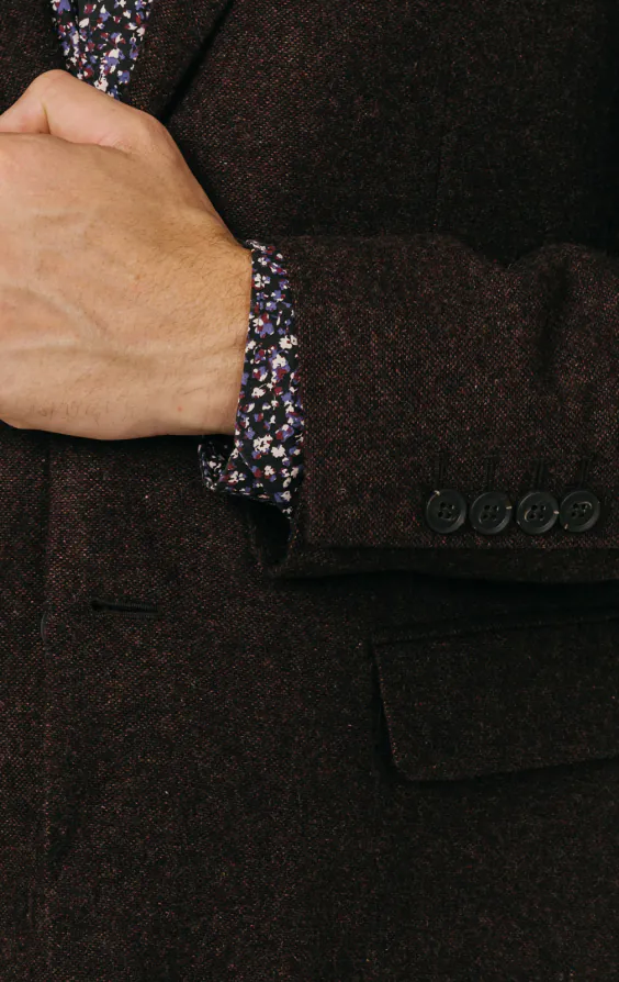 Burgundy Donegal Tweed Suit thumbnail 3