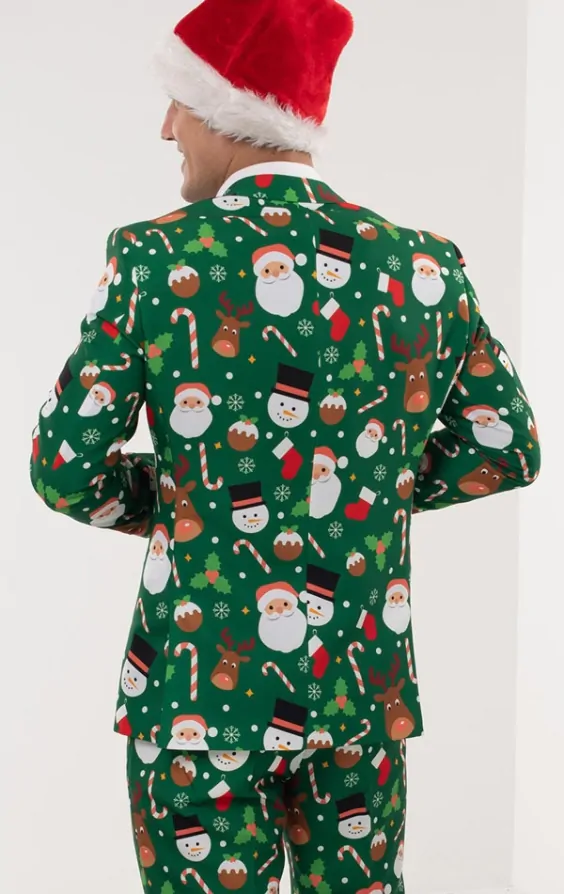 Santa Friends Green Christmas Suit