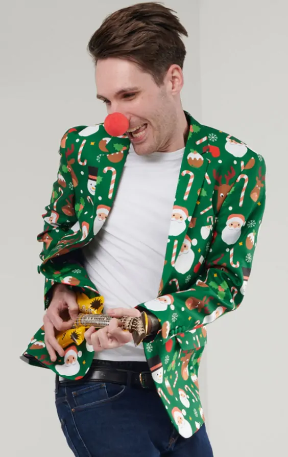 Dobell Santa Friends Green Christmas Jacket