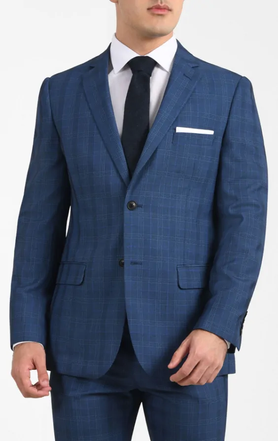 Blue checkered suit jacket shop