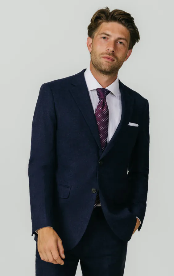 Dobell Navy Donegal Tweed Jacket Dobell