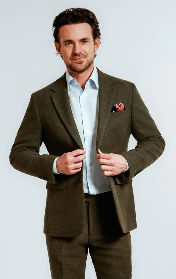 Green windowpane blazer deals
