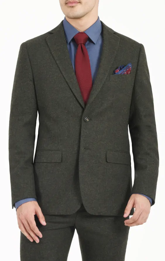 Dobell Dark Green Donegal Tweed Jacket Dobell