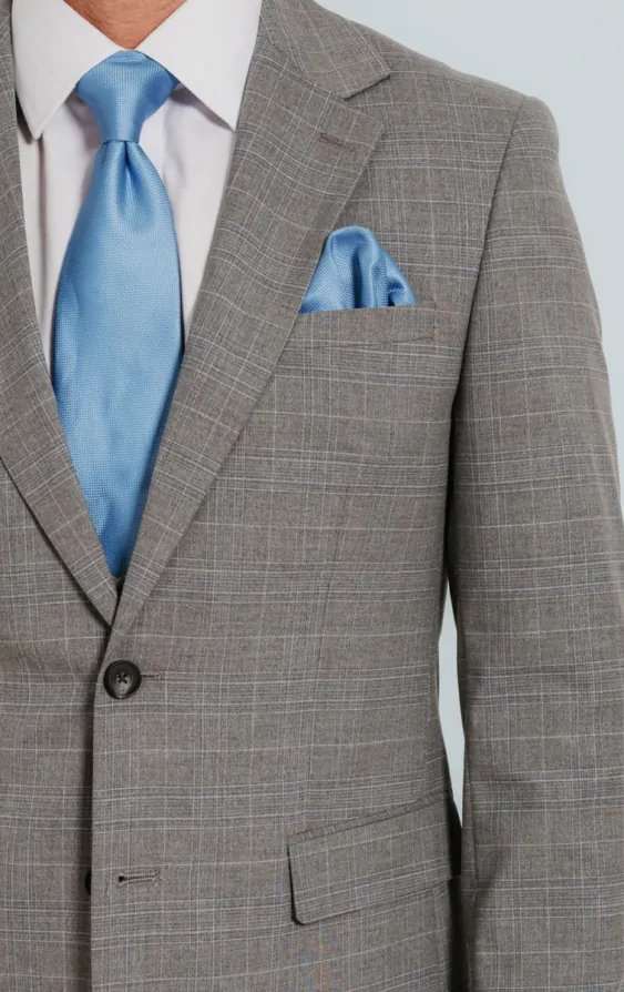 Light Grey Check Suit Jacket thumbnail 3