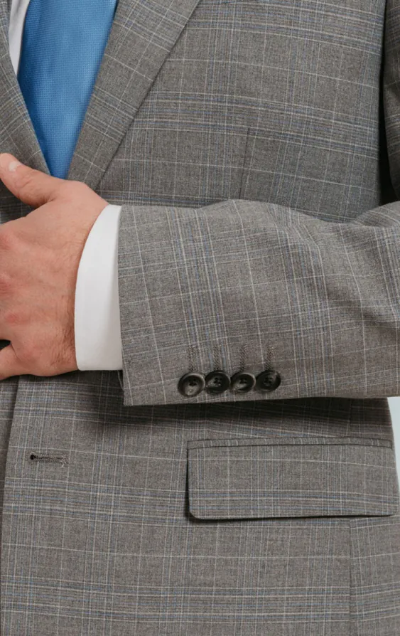 Light Grey Check Suit Jacket - photo 2