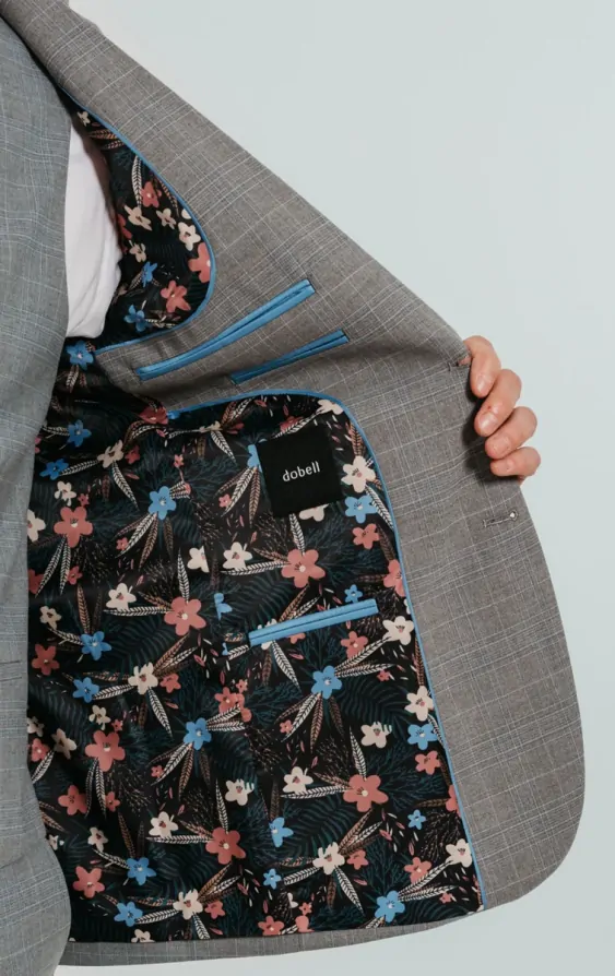 Light Grey Check Suit Jacket thumbnail 4