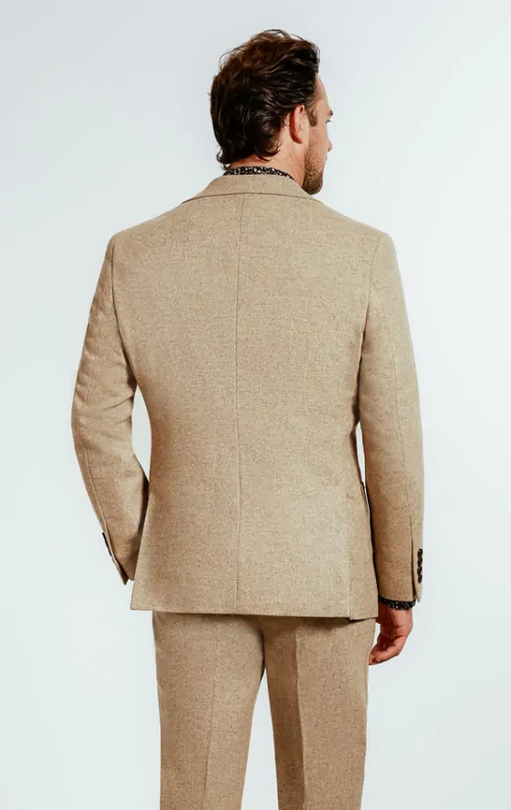 Dobell Fawn Donegal Tweed Jacket with Patch Pockets | Dobell