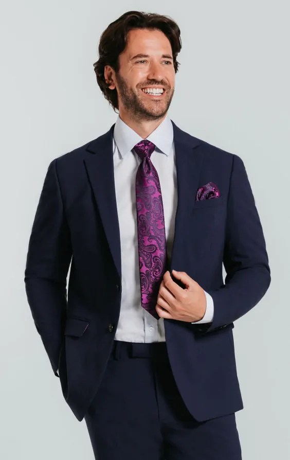 Dobell Blue Slim Fit Suit Jacket