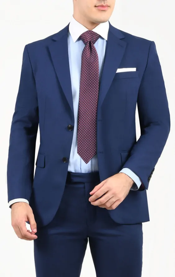 Dobell Dark Blue Slim Fit Suit Jacket Dobell