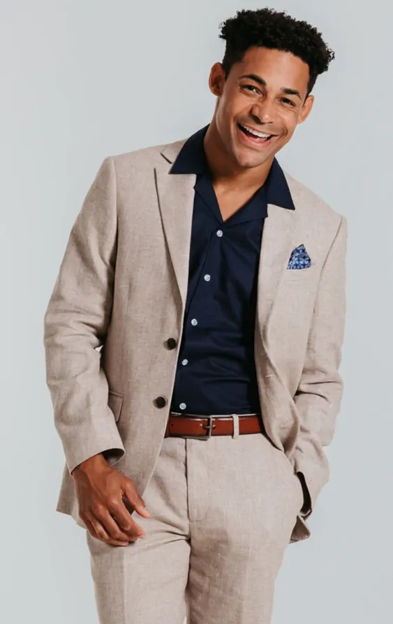 Sand Linen Slim Fit Suit Jacket primary image