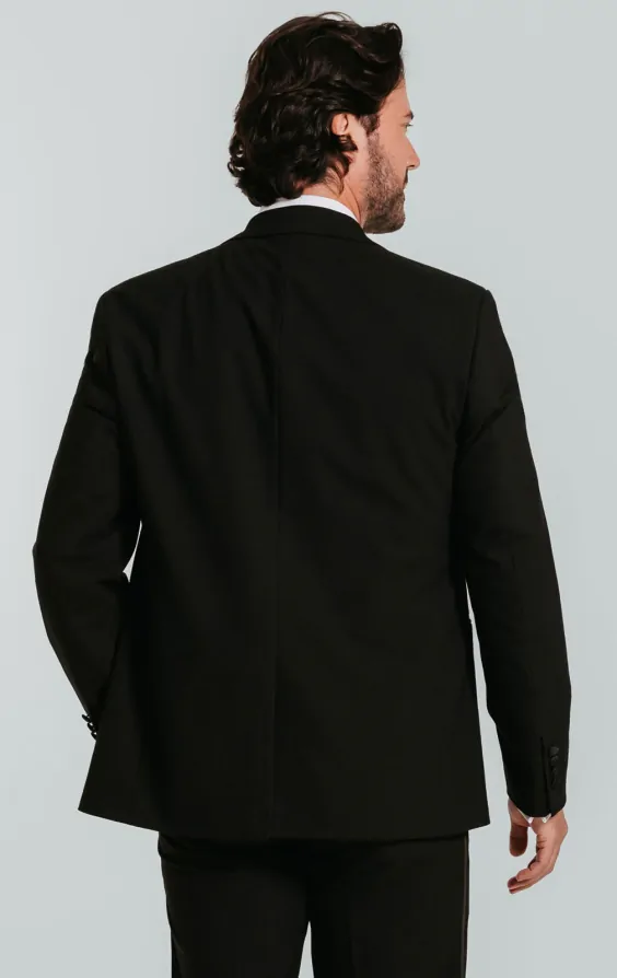 Black 3 Piece Tuxedo with Peak Lapel thumbnail 3