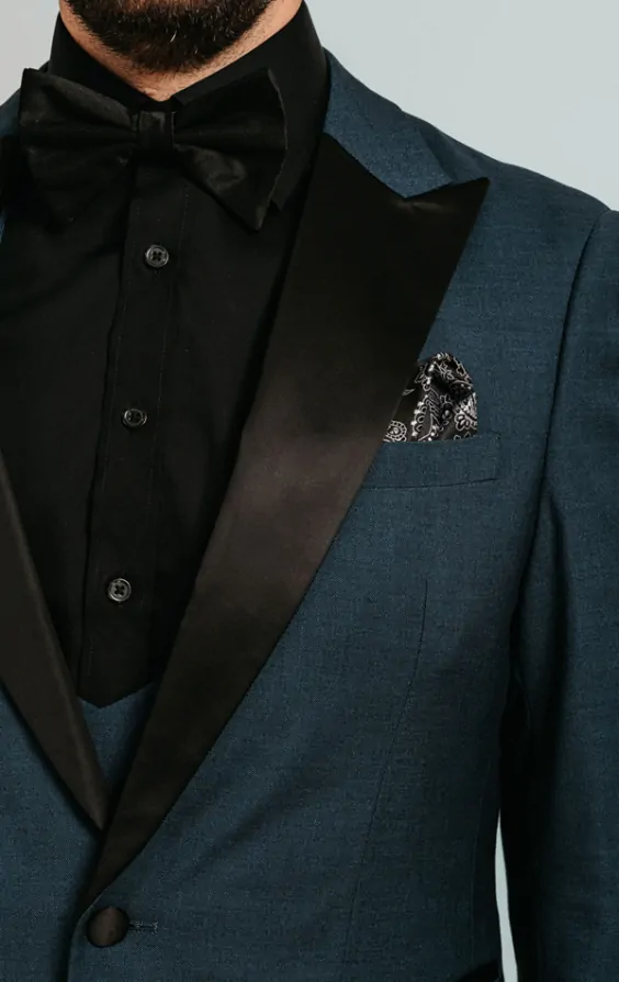 Dobell Teal Peak Lapel Tuxedo Jacket Dobell