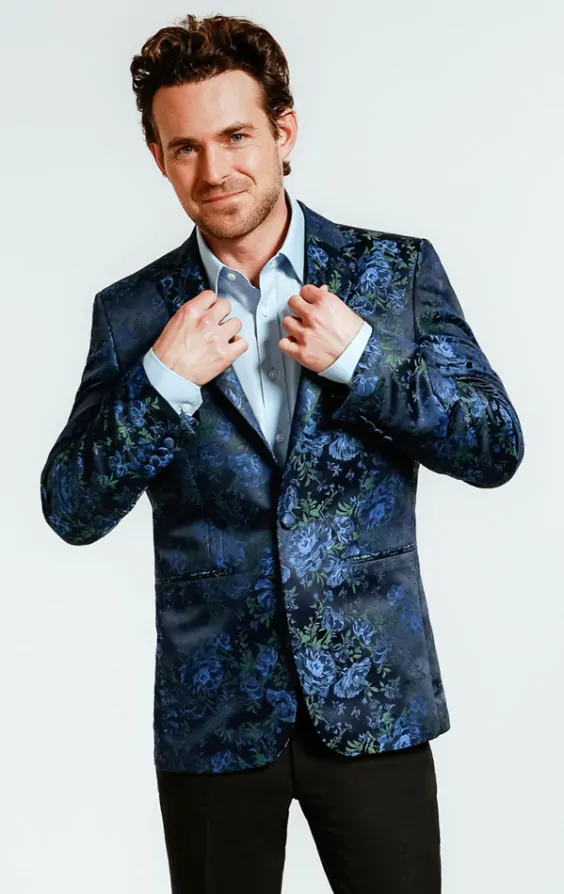 Blue floral blazer clearance