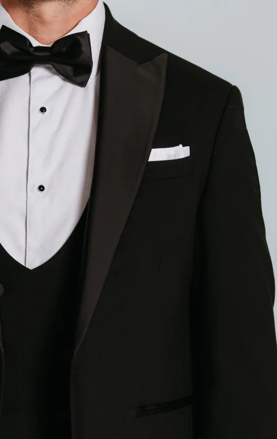 Black Slim-Fit Tuxedo with Peak Lapel thumbnail 5