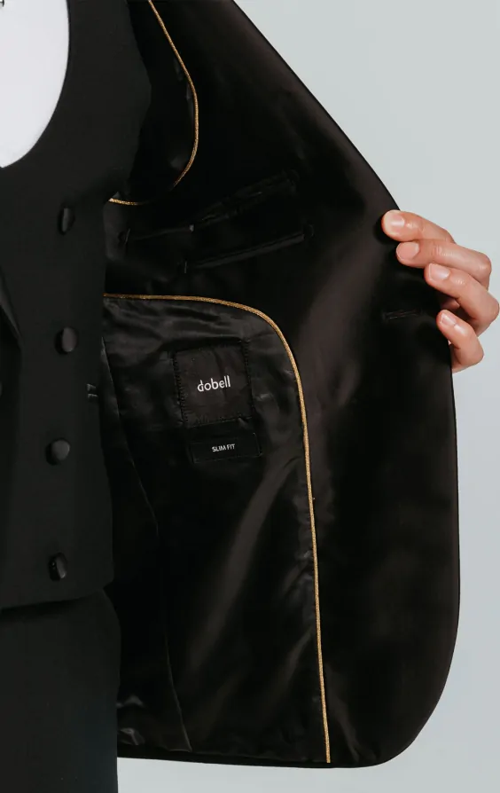 Black Slim-Fit Tuxedo with Peak Lapel thumbnail 6