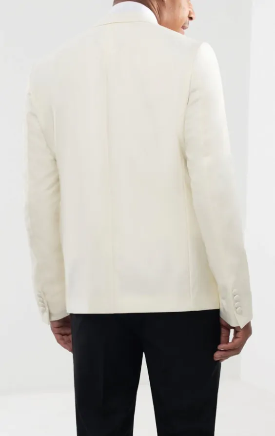 White peak lapel tuxedo jacket 2025