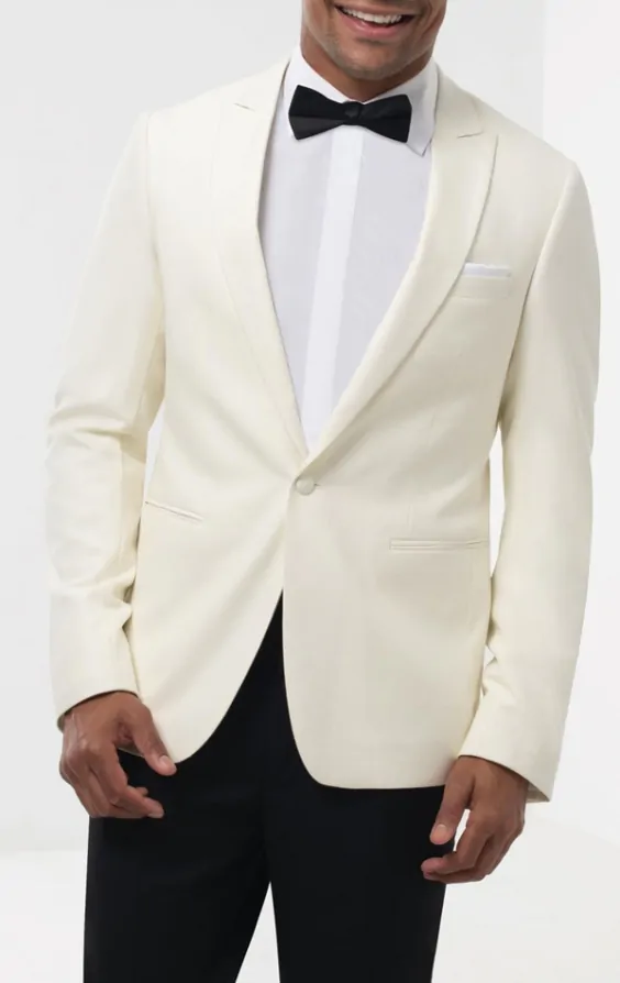 Dobell White Peak Lapel Slim Fit Tuxedo Jacket Dobell