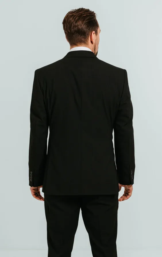 Black Double Breasted 3 Piece Suit with Peak Lapel thumbnail 3