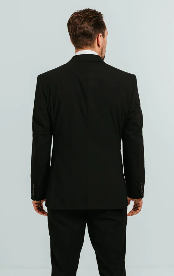 Black Double Breasted Suit Jacket with Peak Lapel - photo 1 Black Double Breasted Suit Jacket with Peak Lapel - photo 1