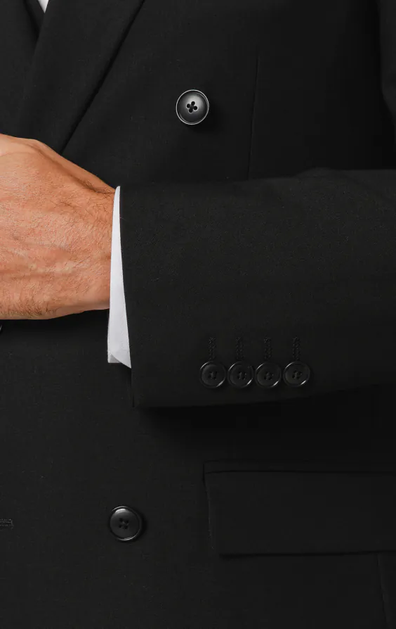 Black Double Breasted Suit Jacket with Peak Lapel - photo 2 Black Double Breasted Suit Jacket with Peak Lapel - photo 2