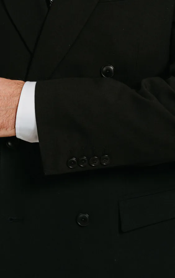 Black Double Breasted Suit Jacket with Peak Lapel - photo 2 Black Double Breasted Suit Jacket with Peak Lapel - photo 2