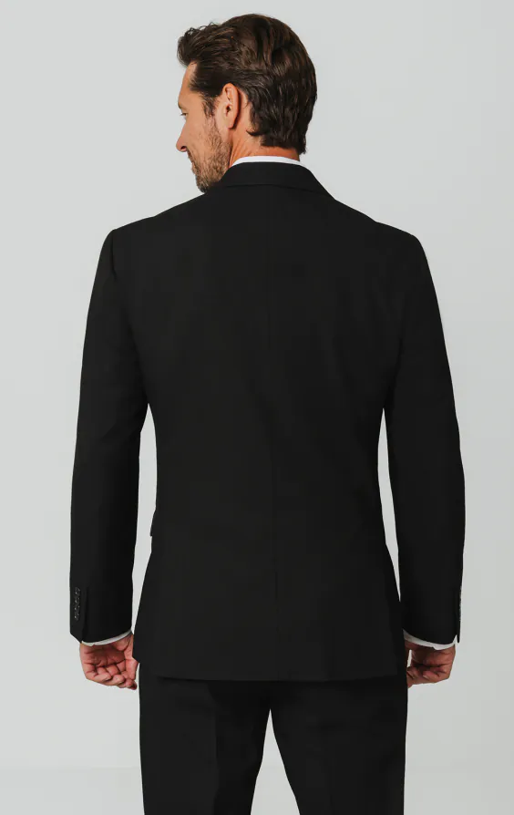 Black Double Breasted Suit Jacket with Peak Lapel - photo 5