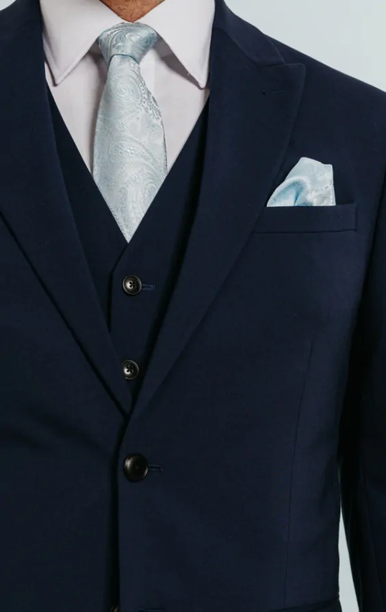 Mystic blue peak lapel suit store