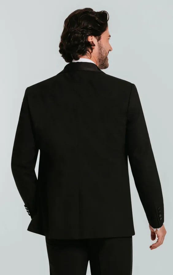 Black 2 Piece Tuxedo, Dress Shirt, Bow Tie thumbnail 2