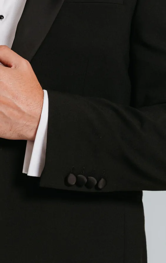 Secret Agent Black 2 Piece Tuxedo, Dress Shirt, Bow Tie thumbnail 4