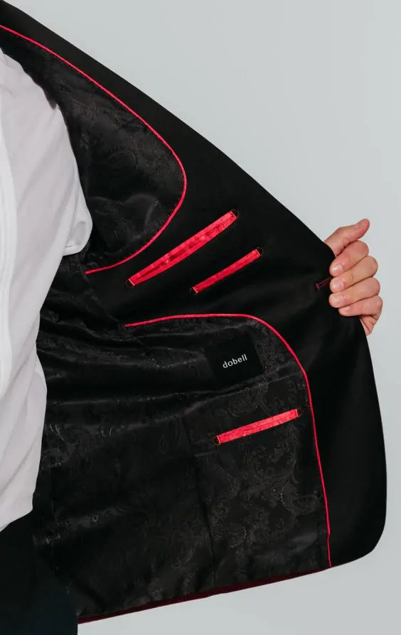 Burgundy Velvet Tuxedo with Black Trousers thumbnail 6