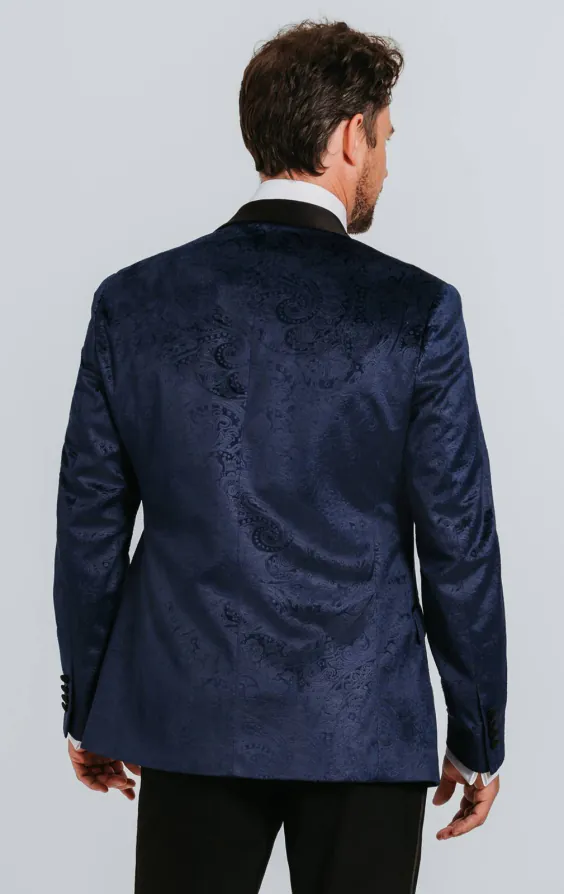 Navy Paisley Velvet Tuxedo Jacket - photo 1 Navy Paisley Velvet Tuxedo Jacket - photo 1