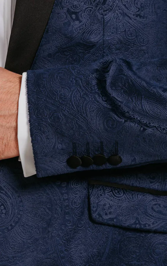 Navy Paisley Velvet Tuxedo Jacket - photo 2 Navy Paisley Velvet Tuxedo Jacket - photo 2
