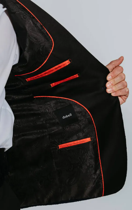 Navy Paisley Velvet Tuxedo with Black Trousers - photo 5