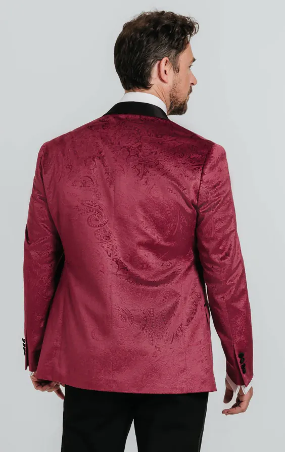 Burgundy Paisley Velvet Tuxedo Jacket - photo 1
