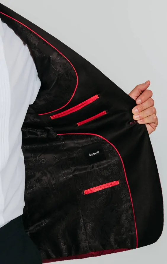 Burgundy Paisley Velvet Tuxedo Jacket thumbnail 5