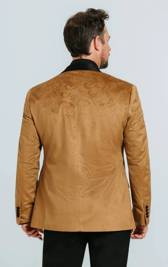 Gold Paisley Velvet Tuxedo Jacket - photo 1