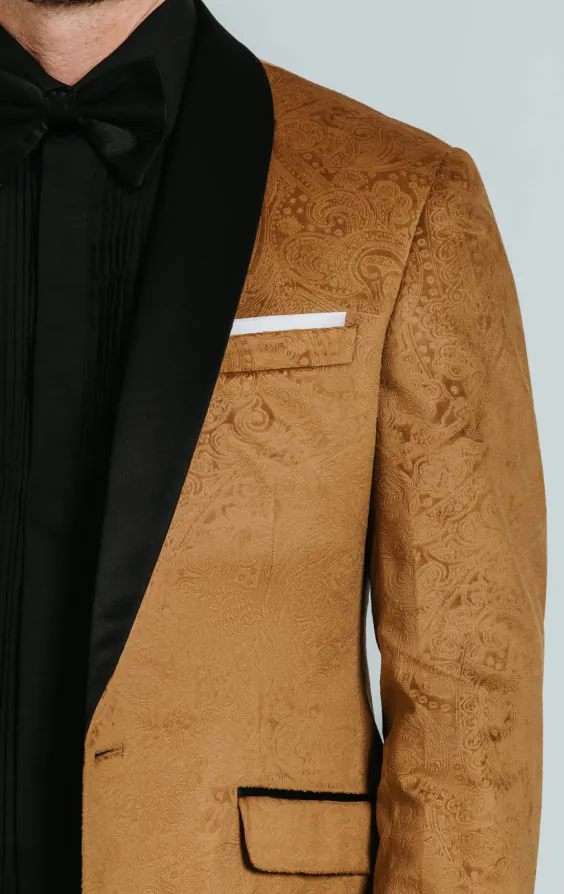 Gold Paisley Velvet Tuxedo Jacket - photo 3 Gold Paisley Velvet Tuxedo Jacket - photo 3