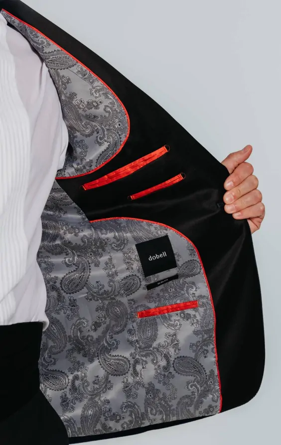 Navy Velvet Slim Fit Tuxedo with Black Trousers thumbnail 6