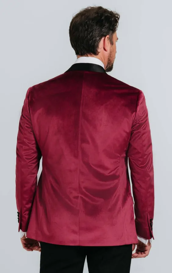 Burgundy Velvet Slim Fit Tuxedo thumbnail 3