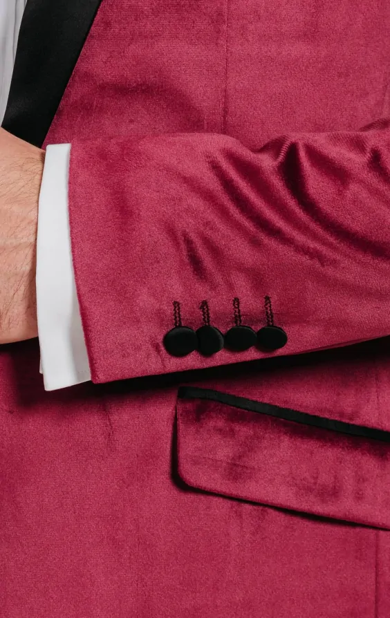 Burgundy Velvet Slim Fit Tuxedo thumbnail 4