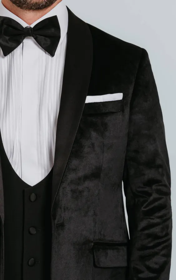 Black Slim Fit Velvet Tuxedo - photo 4