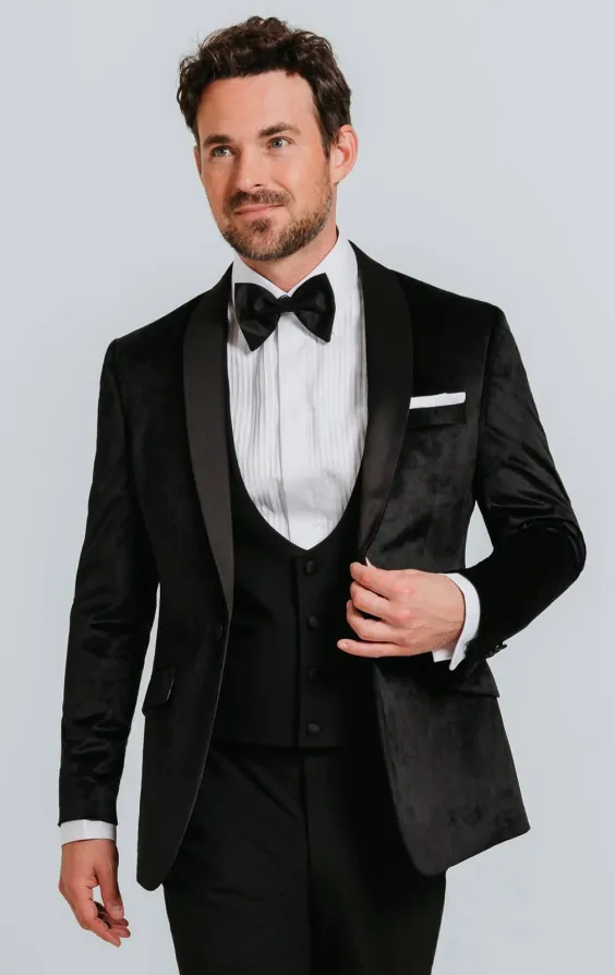 Black dress and white jacket shop
