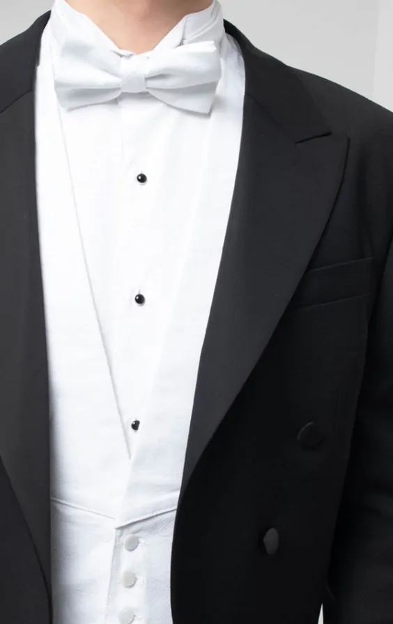 2 Piece Wool White Tie Dress Shirt Waistcoat Bow Tie Dobell