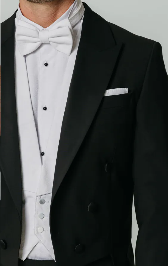 100% Wool White Tie 2 Piece Suit thumbnail 3